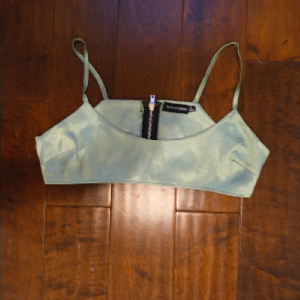 Green satin cute bralette
